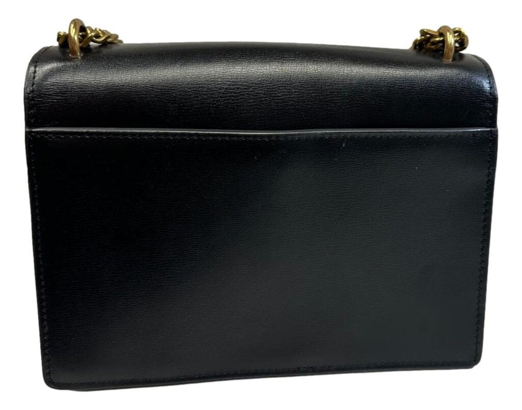 YSL Black Leather Chain Strap Shoulder or Crossbody Sunset Bag