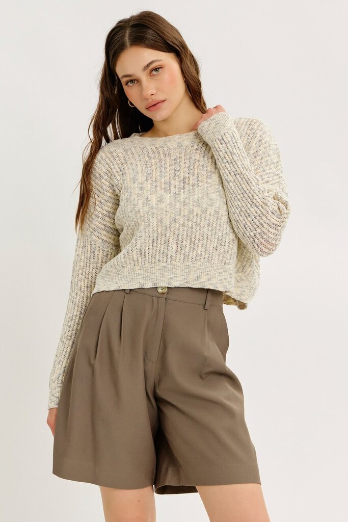 IDEM DITTO Cream and Grey Long Sleeve Sweater Top