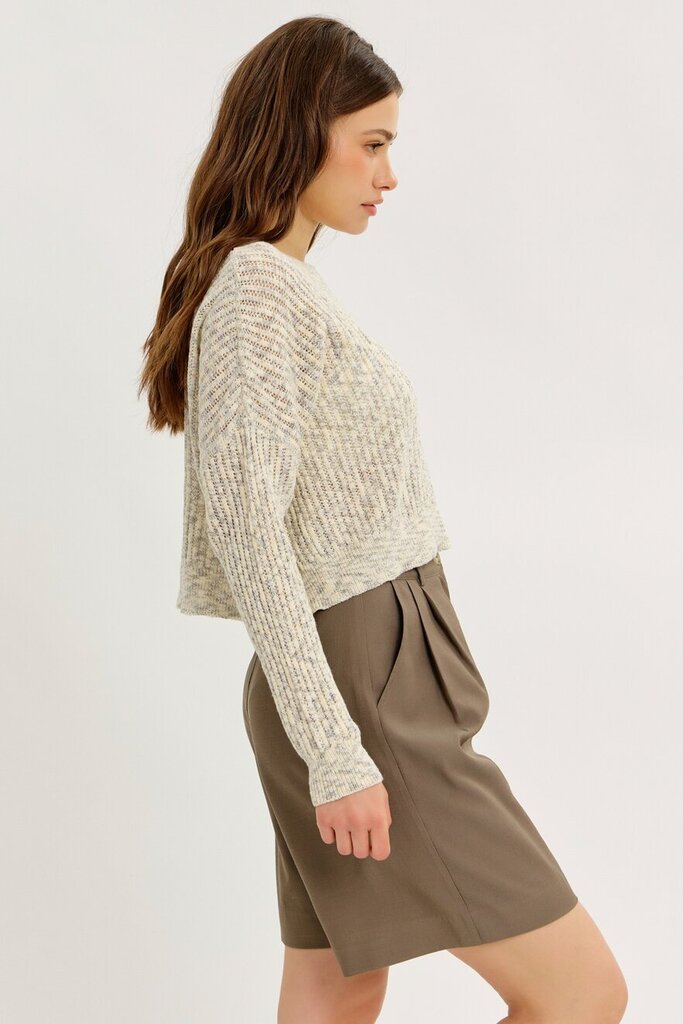 IDEM DITTO Cream and Grey Long Sleeve Sweater Top