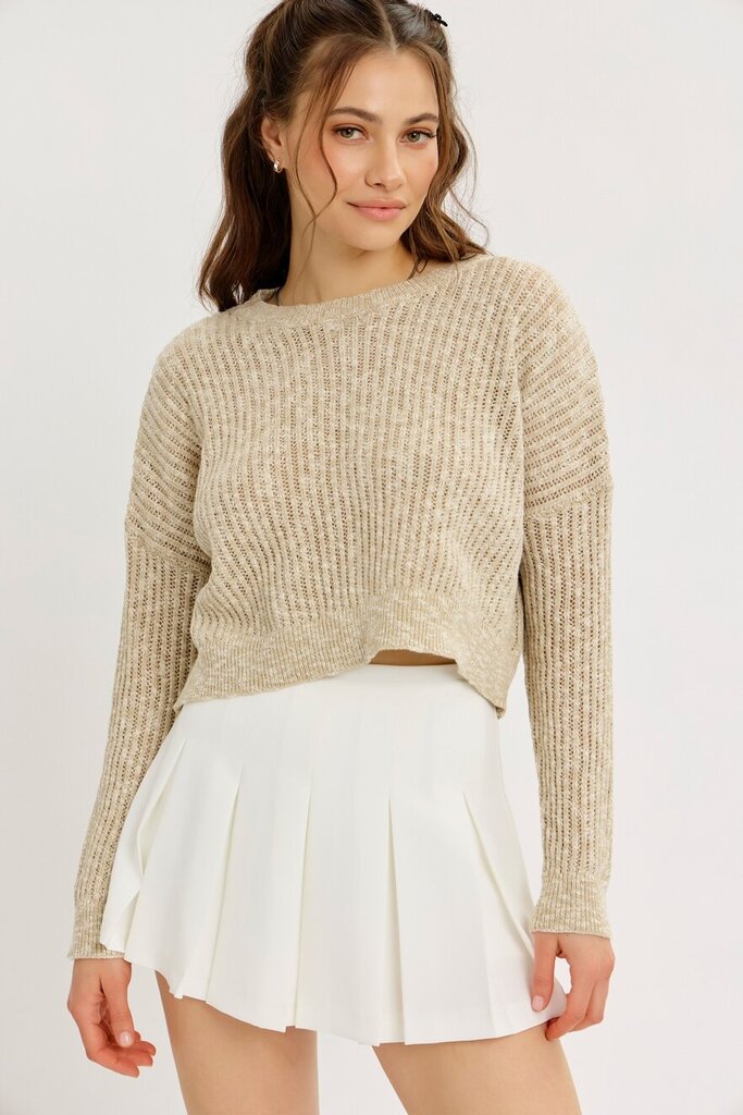 IDEM DITTO Cream and Latte Long Sleeve Sweater Top