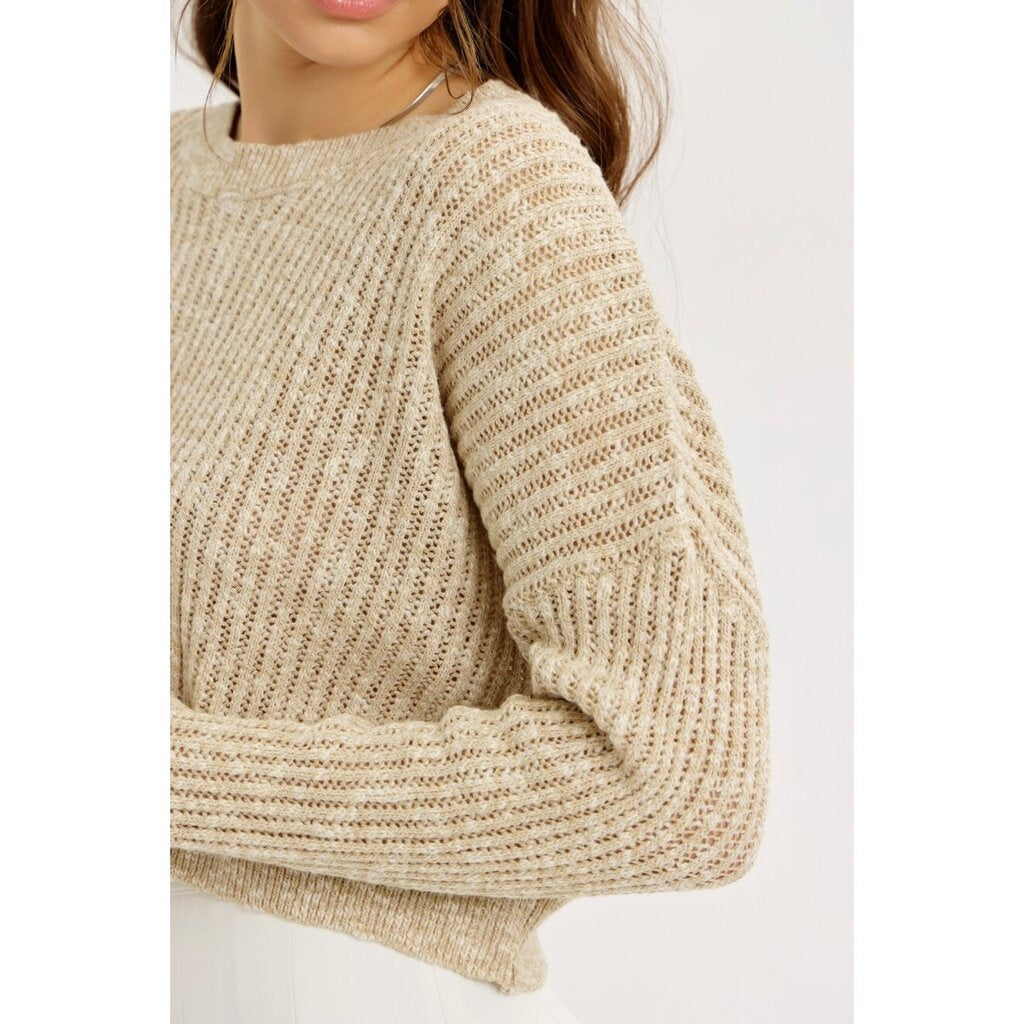 IDEM DITTO Cream and Latte Long Sleeve Sweater Top