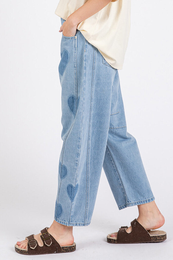 SAG & FIG Denim Barrel Heart Jeans
