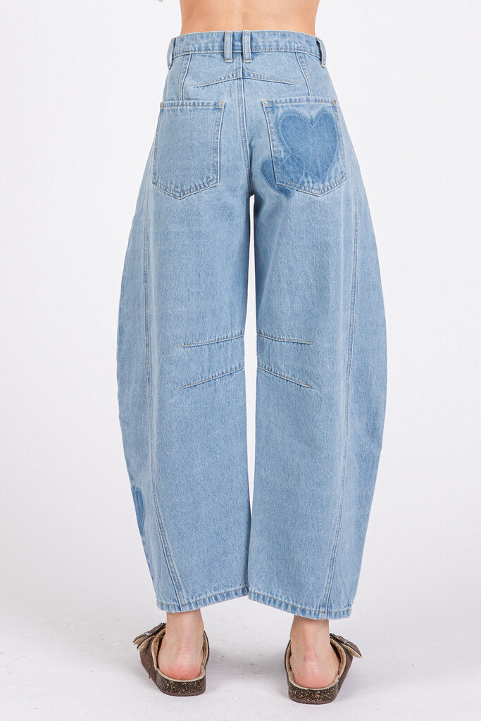 SAG & FIG Denim Barrel Heart Jeans