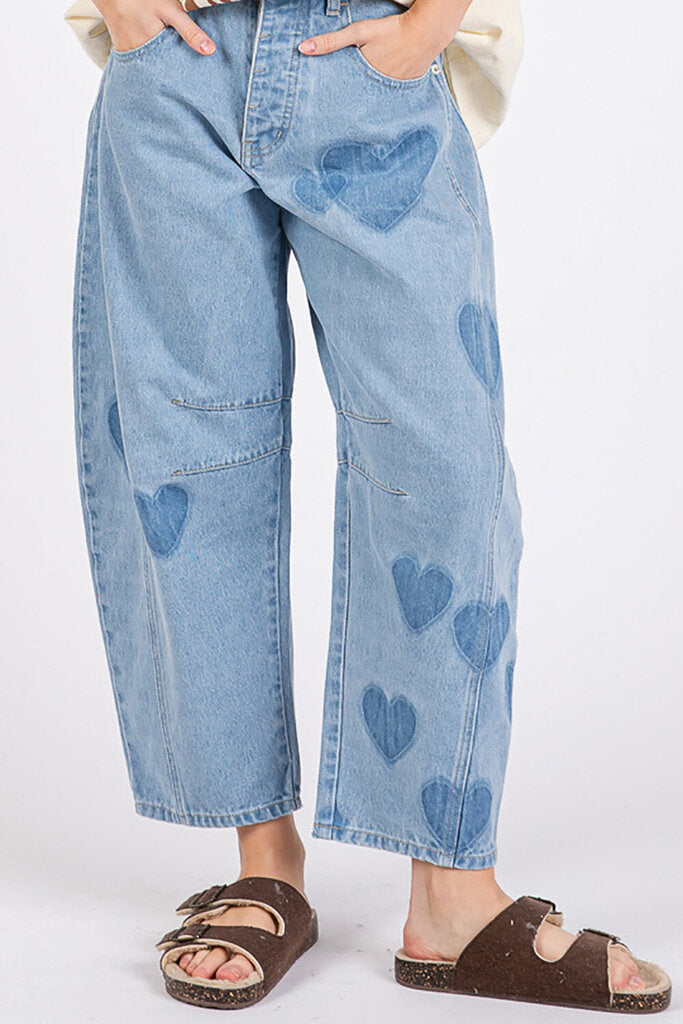 SAG & FIG Denim Barrel Heart Jeans
