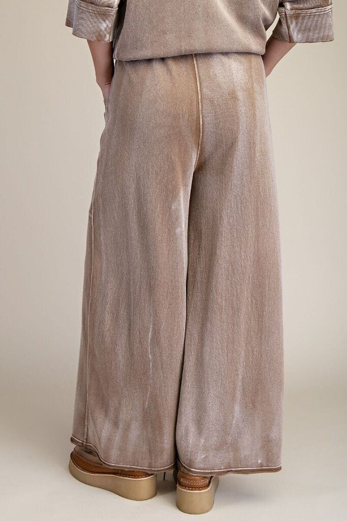 EASEL Cotton Camel Monkey Washed Terry Pants