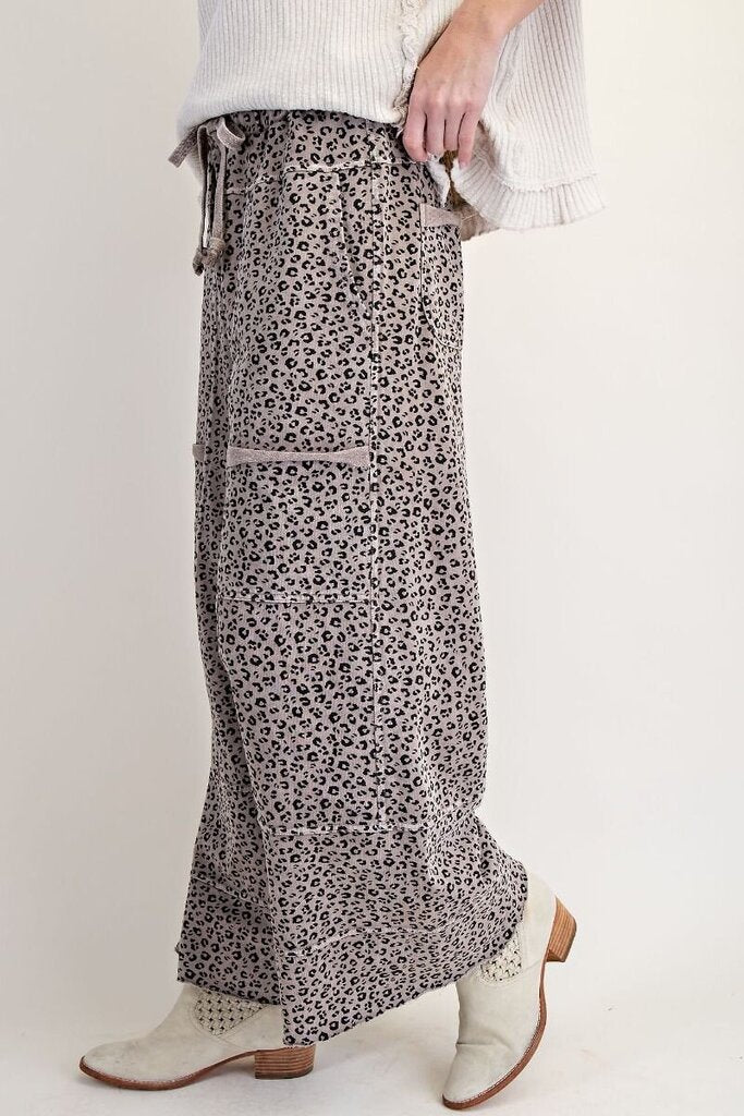 EASEL Mocha Mineral Washed Terry Knit Lounge Pants
