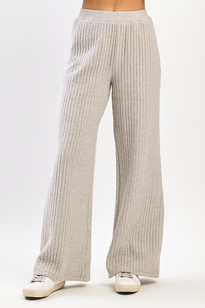 MITTOSHOP HEATHER GREY LOUNGEWEAR QUILTED TOP AND PANT