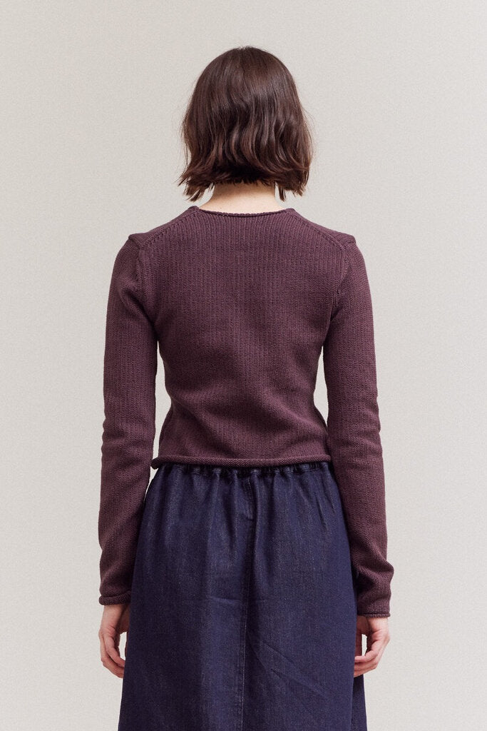 GRADE & GATHER Vintage Wine V-neck Long Sleeve Sweater