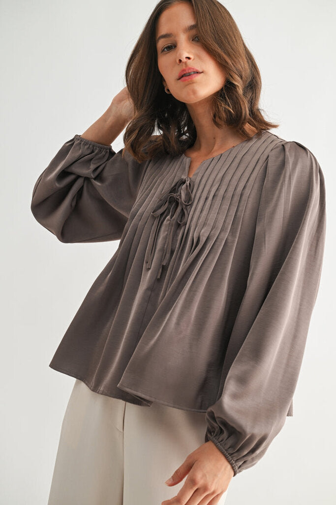 FUN2FUN Mushroom Long Sleeve Pentucking Blouse Top