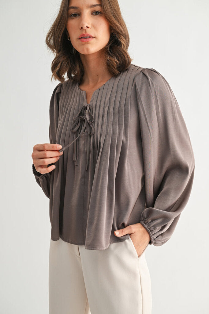 FUN2FUN Mushroom Long Sleeve Pentucking Blouse Top