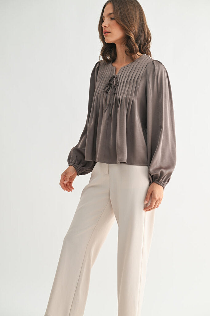 FUN2FUN Mushroom Long Sleeve Pentucking Blouse Top