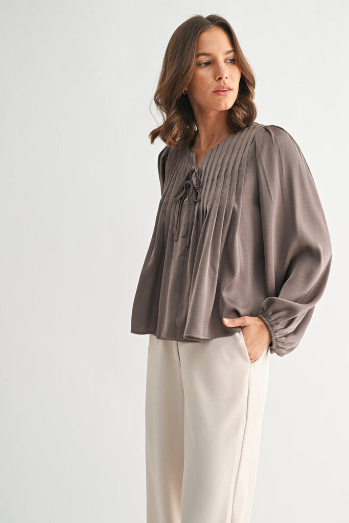 FUN2FUN Mushroom Long Sleeve Pentucking Blouse Top