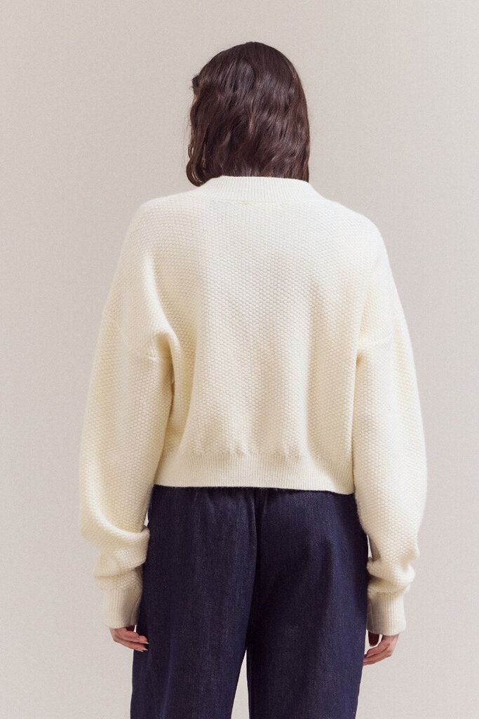 GRADE & GATHER Ivory Crew Neck Long Sleeve Sweater