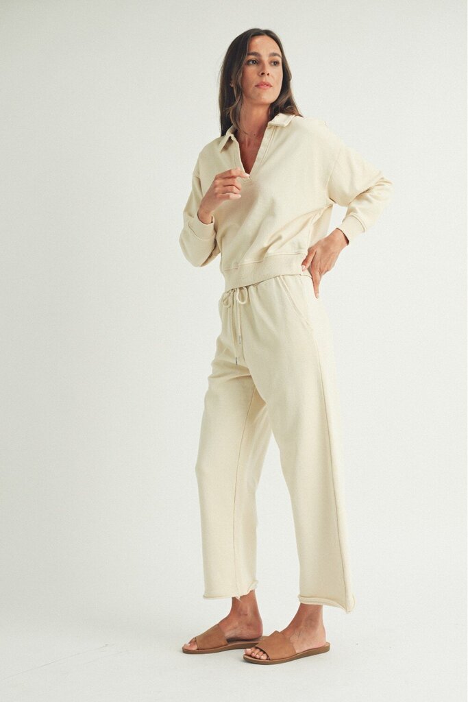 ELLE GREY Cream pant and V-neck Top Loungewear