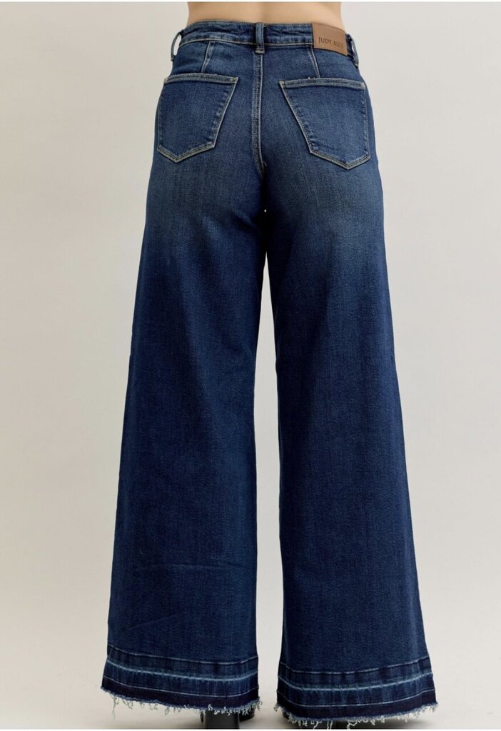 JUDY BLUE High Waist Palazzo Front Patch Pocket Jeans