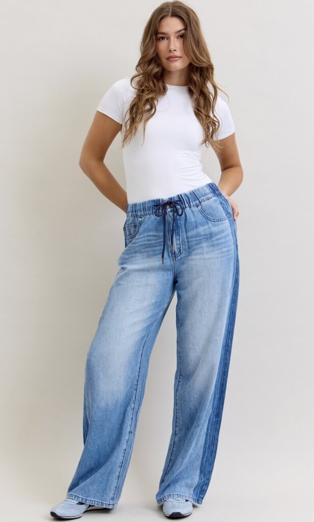 JUDY BLUE High Waist Wilhemina Side Panel Wide Leg Jean