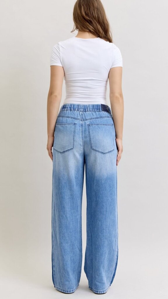JUDY BLUE High Waist Wilhemina Side Panel Wide Leg Jean