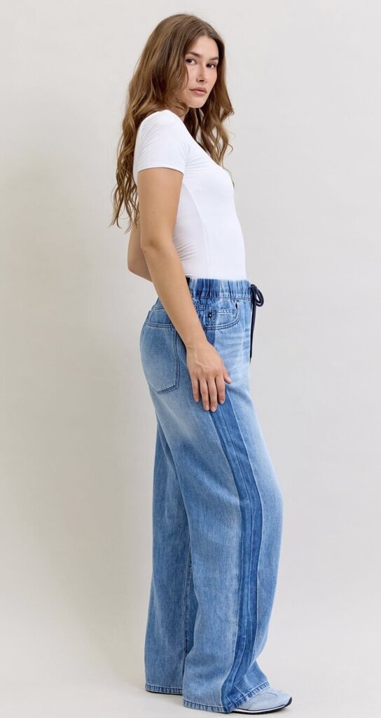 JUDY BLUE High Waist Wilhemina Side Panel Wide Leg Jean