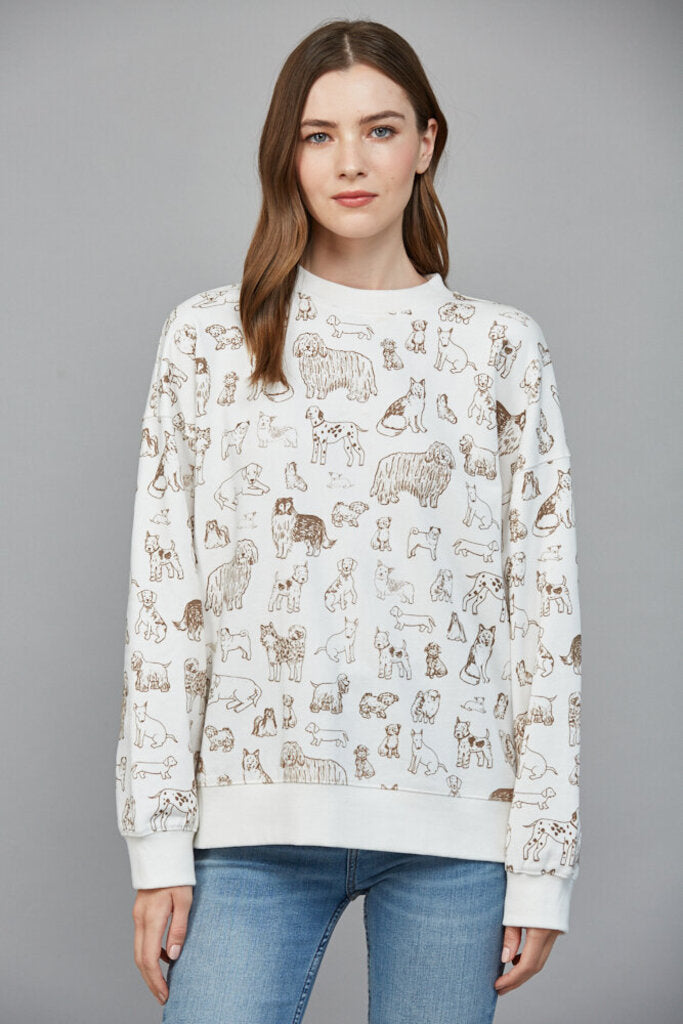 FATE White Long Sleeve Cotton Animal Print Sweatshirt