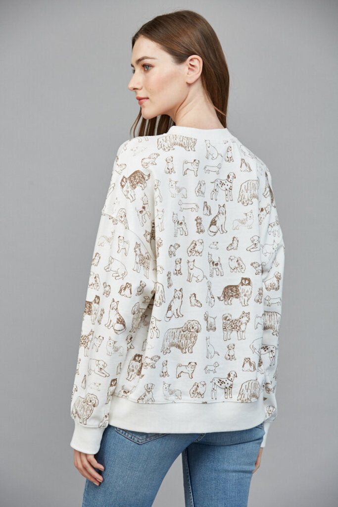 FATE White Long Sleeve Cotton Animal Print Sweatshirt