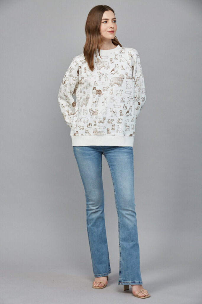 FATE White Long Sleeve Cotton Animal Print Sweatshirt