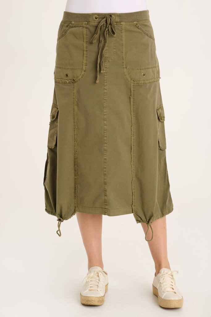 XCVI Army Green Cargo Midi Skirt