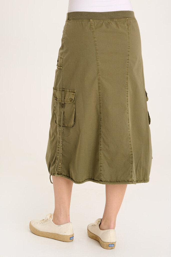 XCVI Army Green Cargo Midi Skirt