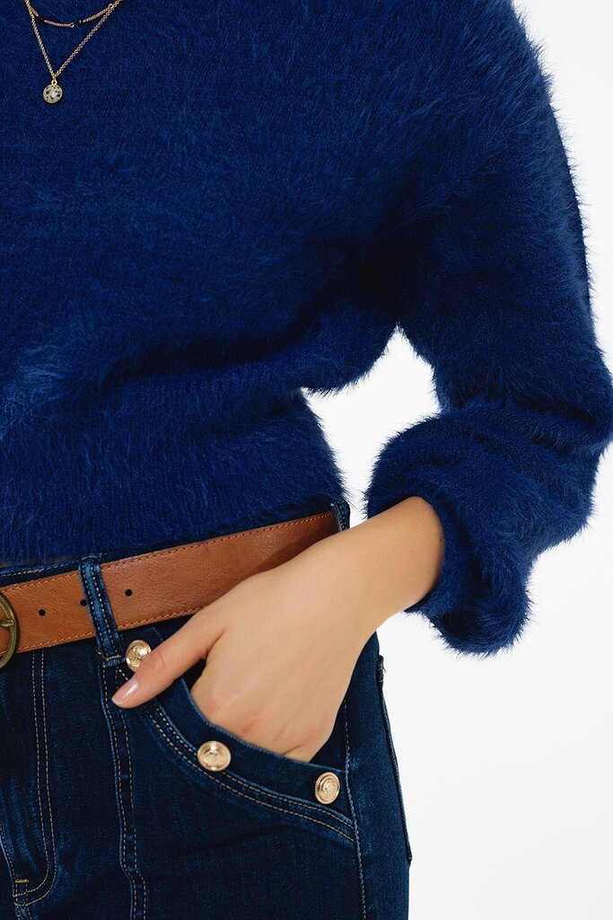Q2 Blue Cropped Blue Fuzzy Sweater