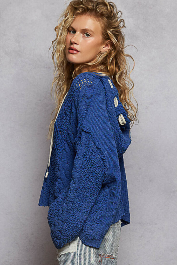 POL Blue Hoodie Long Sleeve Sweater