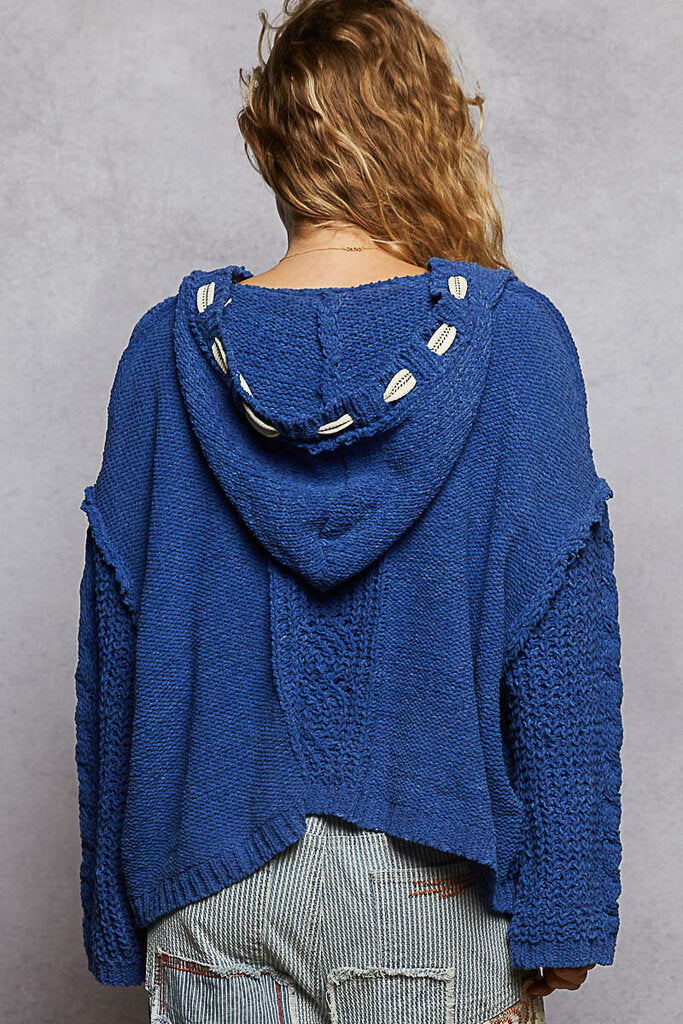 POL Blue Hoodie Long Sleeve Sweater