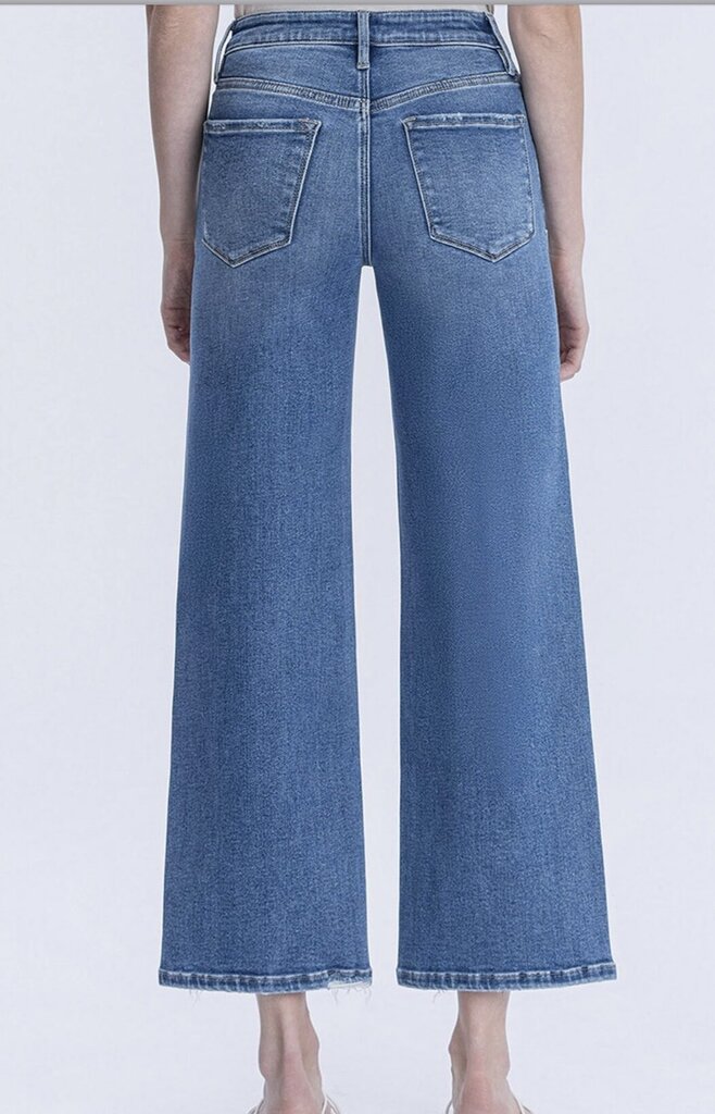 LOVERVET High Rise Light Wash Crop Wide leg Jean