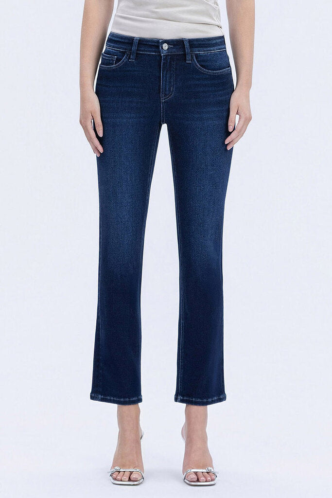 VERVET Dark Mid Rise Ankle Slim Straight Jean