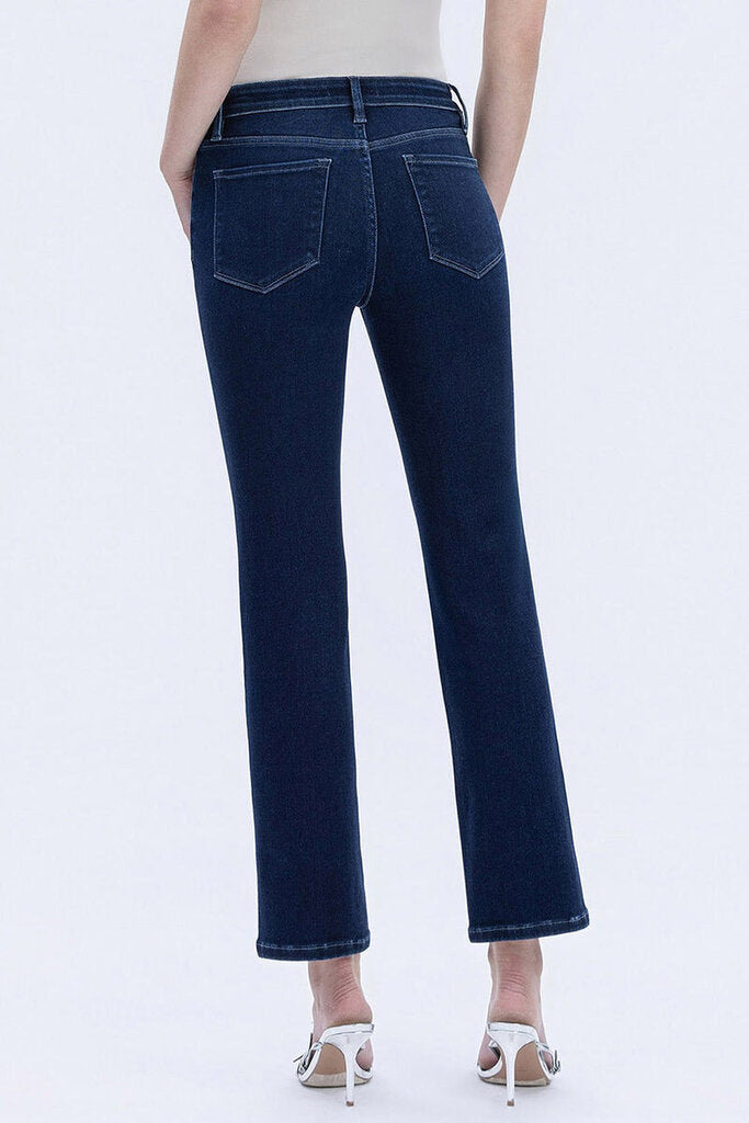 VERVET Dark Mid Rise Ankle Slim Straight Jean