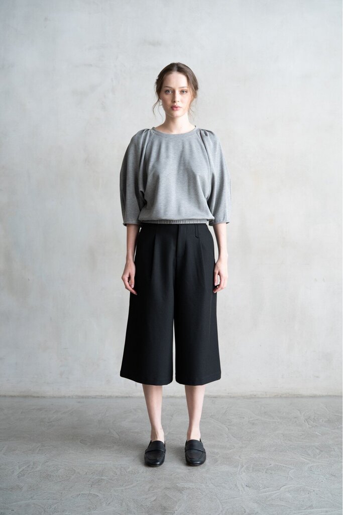 ELLE GREY Heather Grey Mid Sleeve Pullover Top