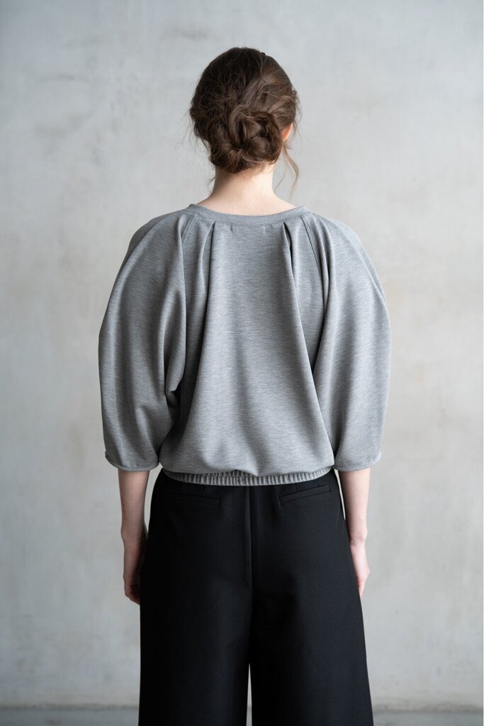 ELLE GREY Heather Grey Mid Sleeve Pullover Top