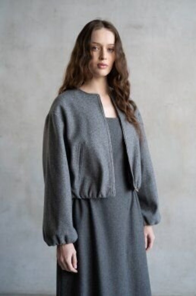 ELLE GREY Grey Zip Front Jacket