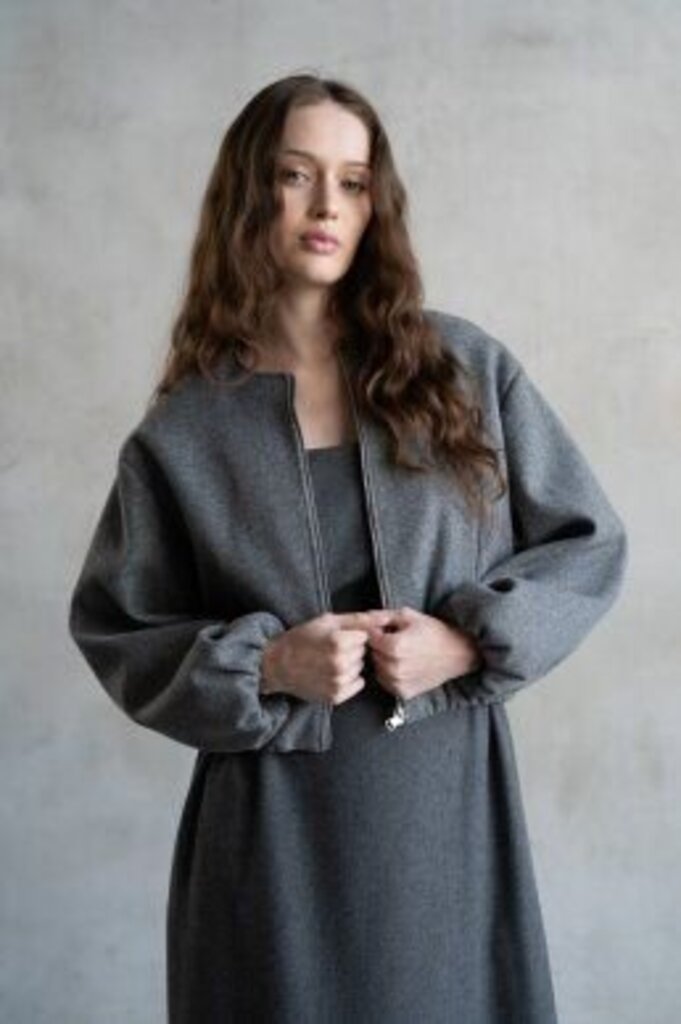 ELLE GREY Grey Zip Front Jacket