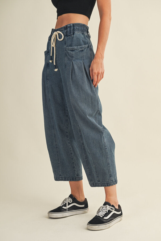 MUSTARD SEED Pull-on Drawstring Waist Barrel Jeans