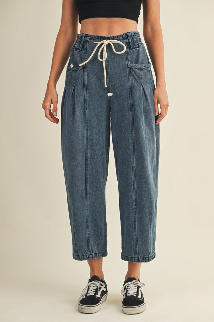 MUSTARD SEED Pull-on Drawstring Waist Barrel Jeans