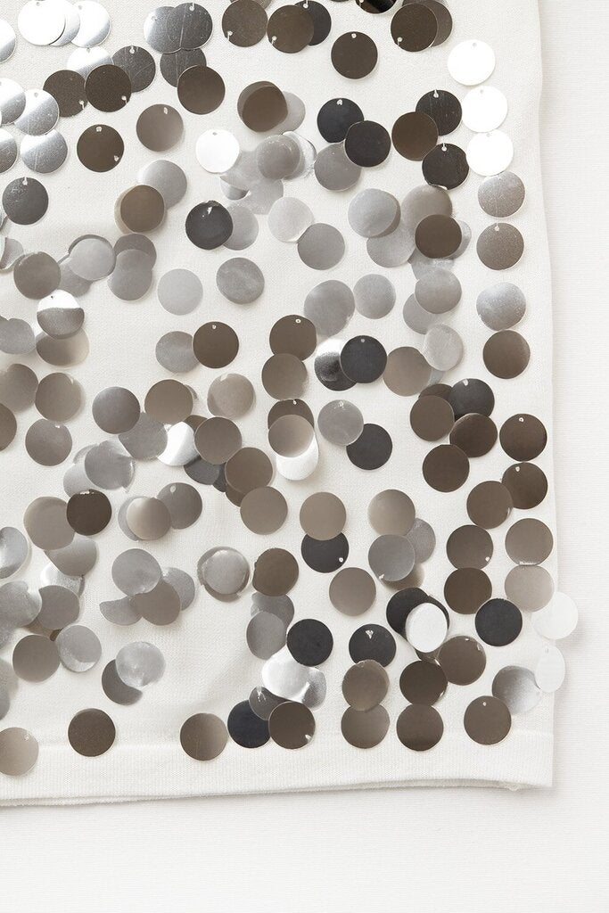 Q2 Sleeveless White Knit Top with Sequins