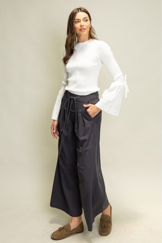 HEYSON Navy Wide Leg Smocked Pants