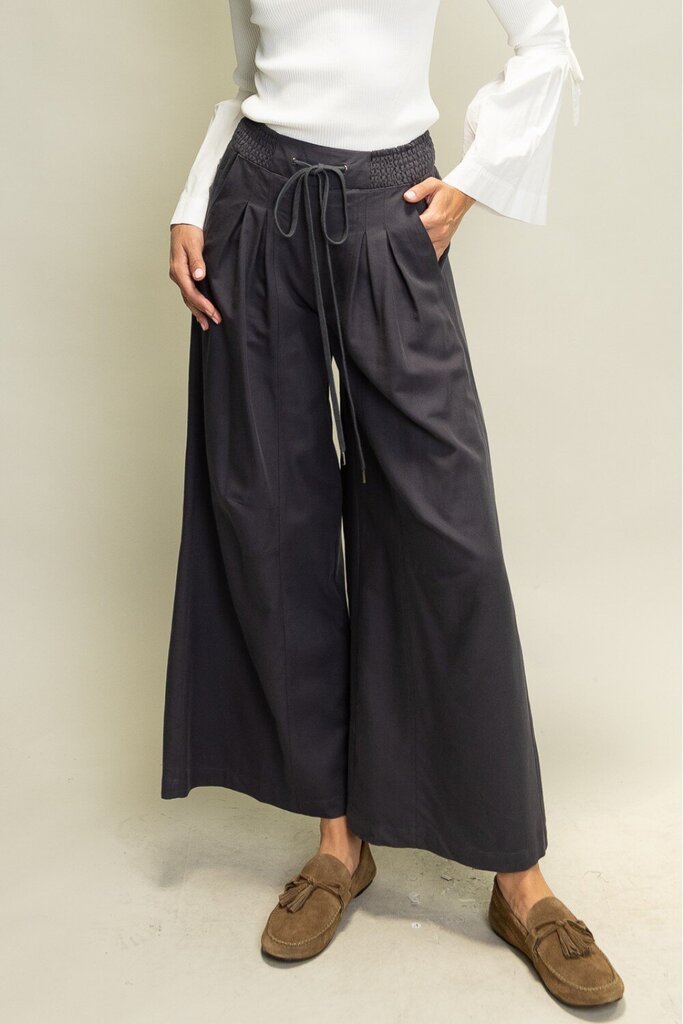 HEYSON Navy Wide Leg Smocked Pants