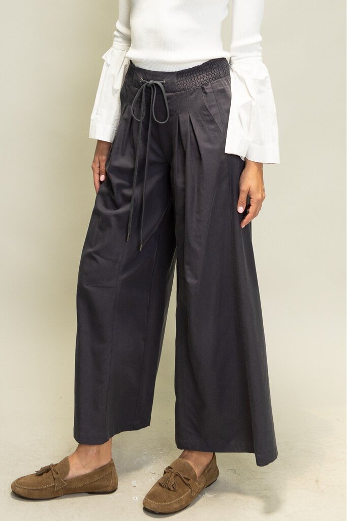 HEYSON Navy Wide Leg Smocked Pants