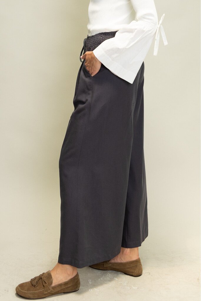 HEYSON Navy Wide Leg Smocked Pants