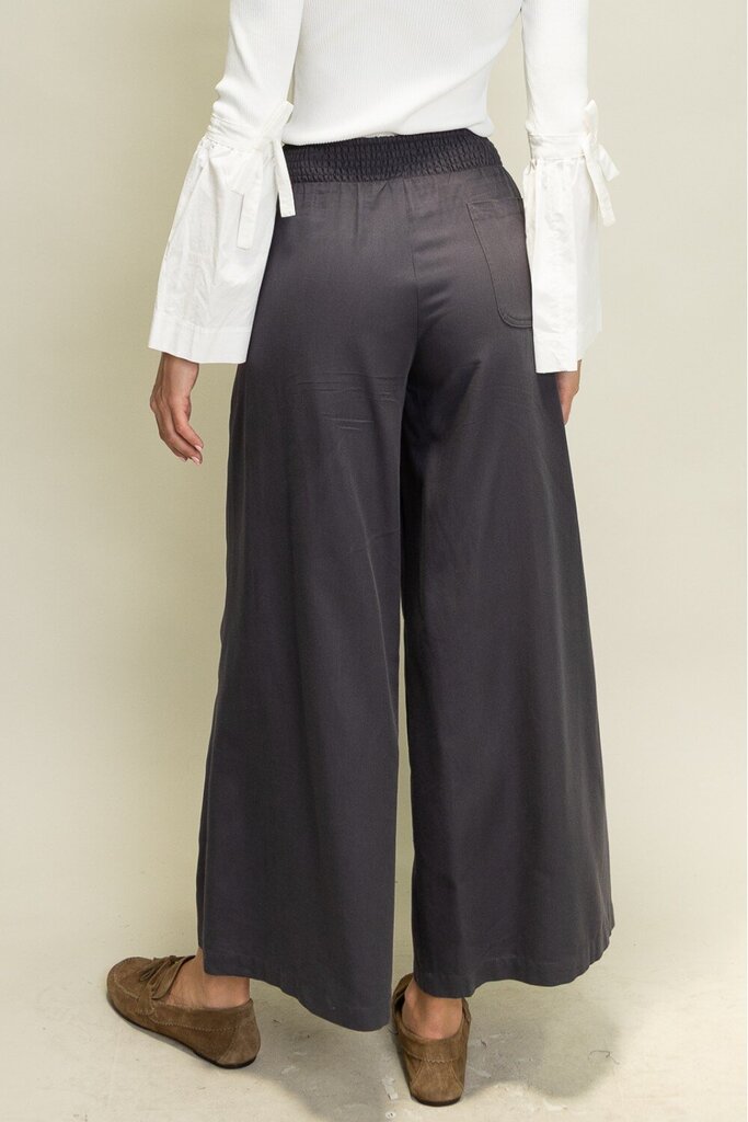 HEYSON Navy Wide Leg Smocked Pants