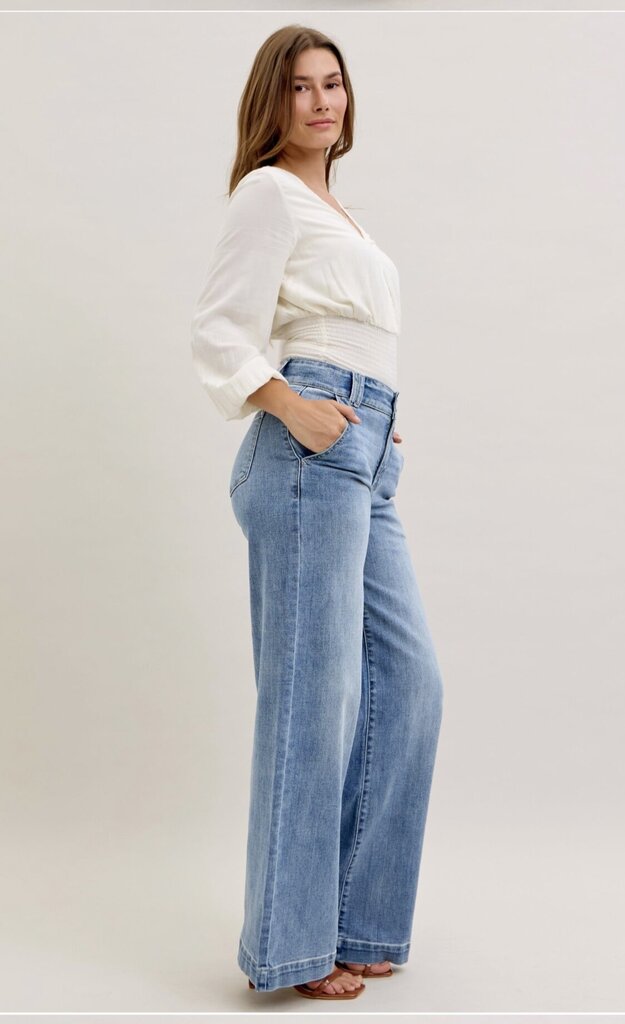 JUDY BLUE High Waist Trouser Wide Leg Jean