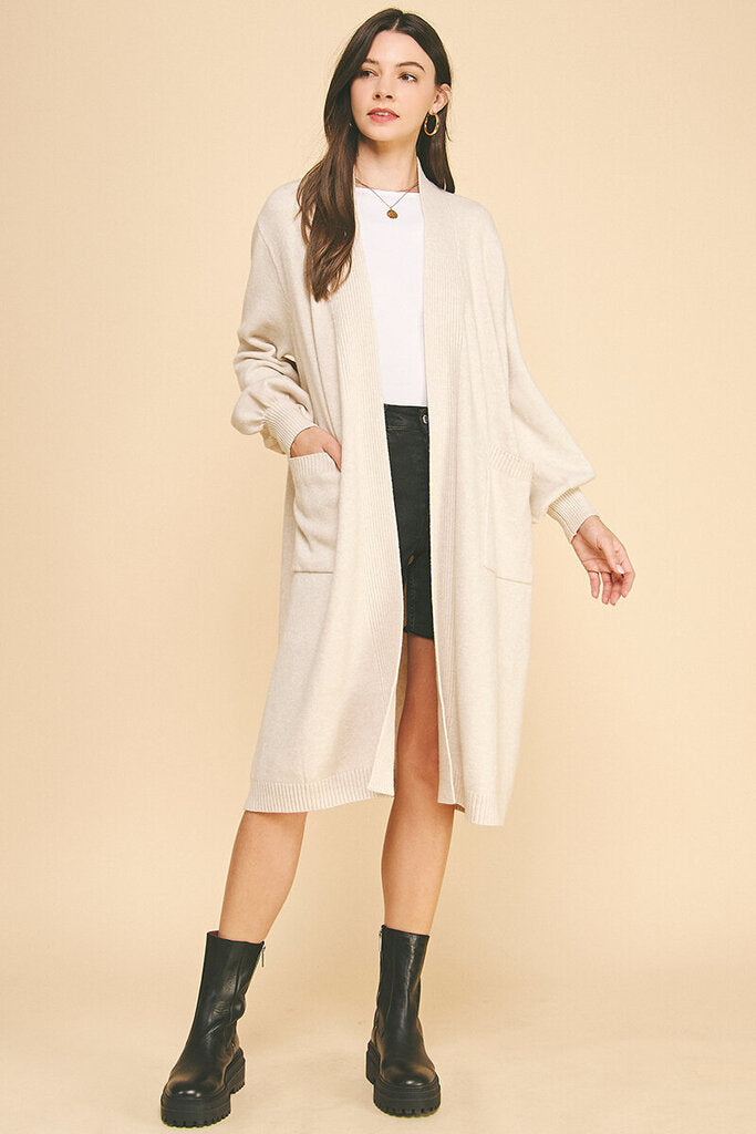 PINCH Cream Ballon Sleeve Cardigan Sweater