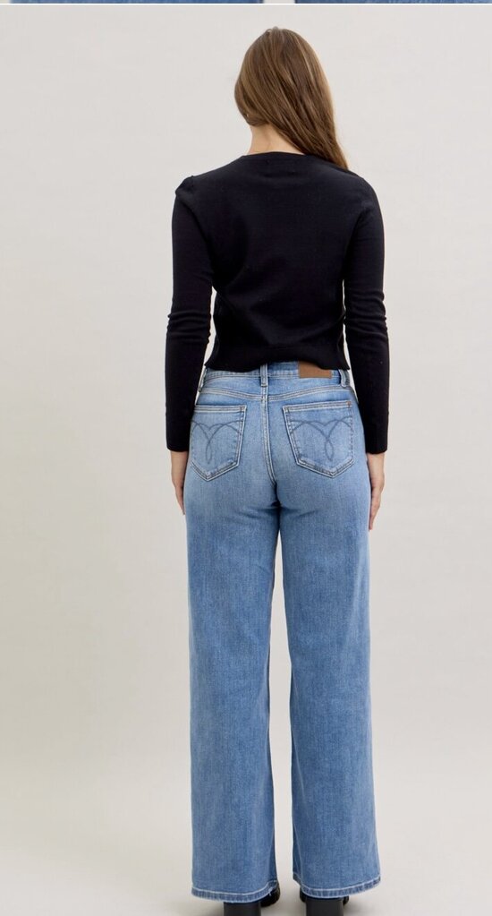 JUDY BLUE Mid Rise Wide Leg Retro Jean