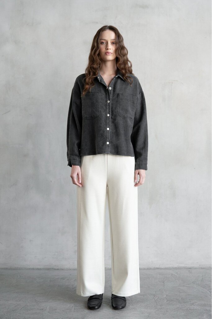 ELLE GREY Cream Elastic Waist Wide Leg Pant