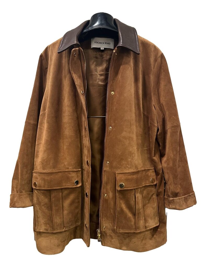 VERONICA BEARD NEW Suz Dickey Suede and Leather Coat Large